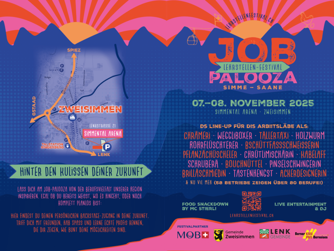 Flyer von JOB Palooza Lehrstellen-Festival
